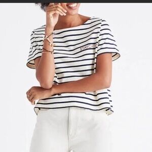 NWT Madewell Striped Women's Top - Navy and White